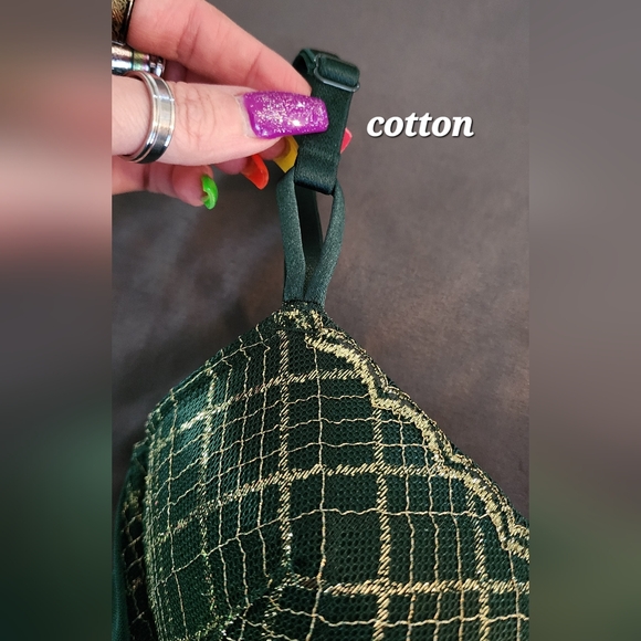 Victoria's Secret Lined Demi Bra Sz 36C NWT Green and Gold - Picture 2 of 3